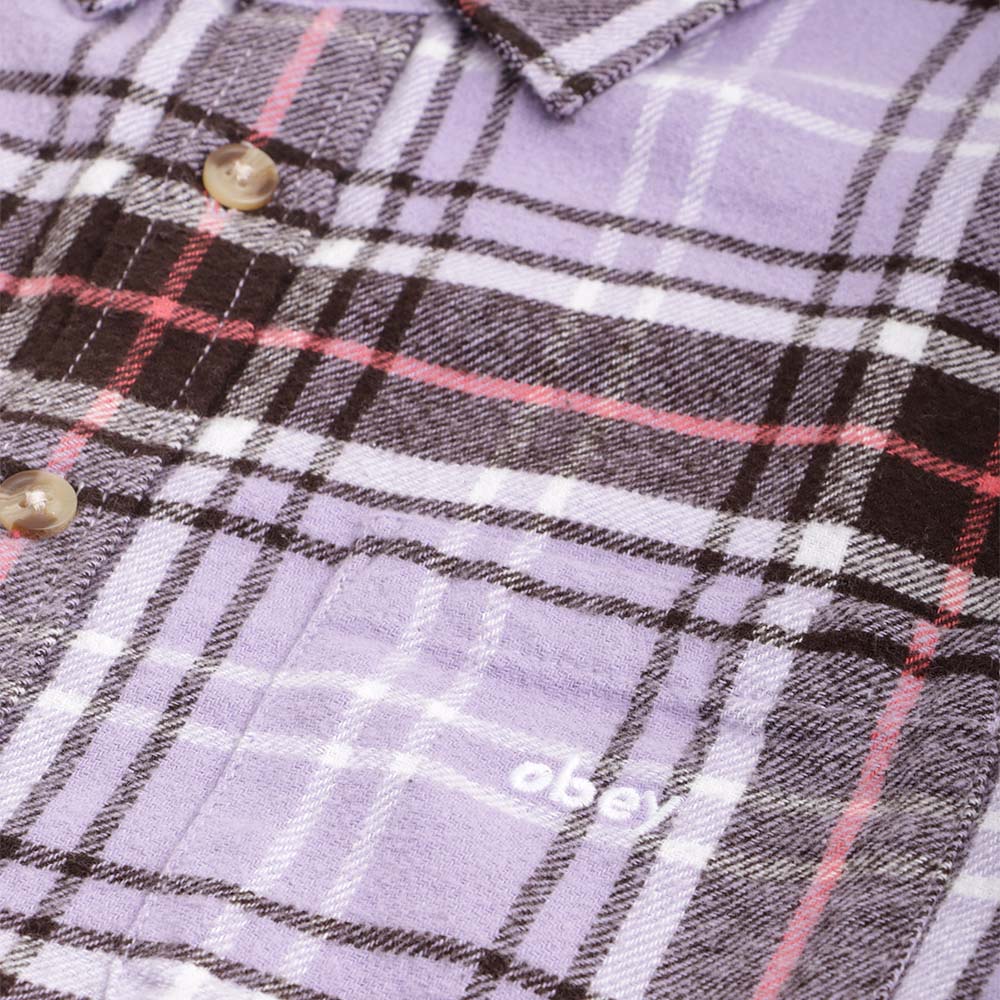 main OBEY Terrace Woven Shirt, Purple Rose Multi, Detail Shot 2