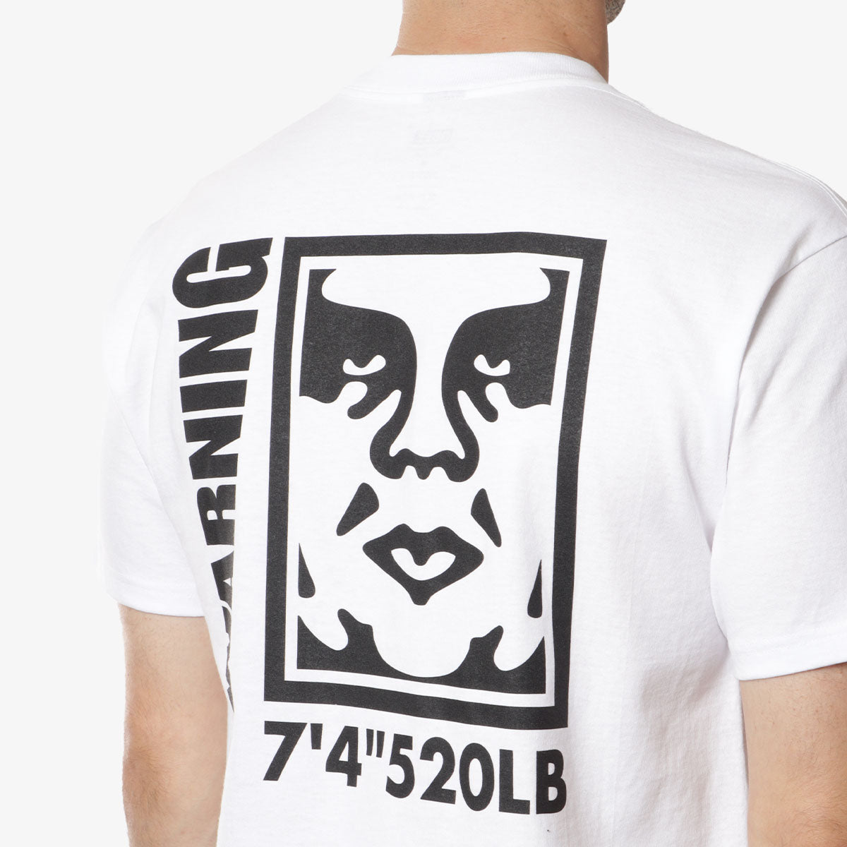 OBEY Warning T-Shirt, White, Detail Shot 4