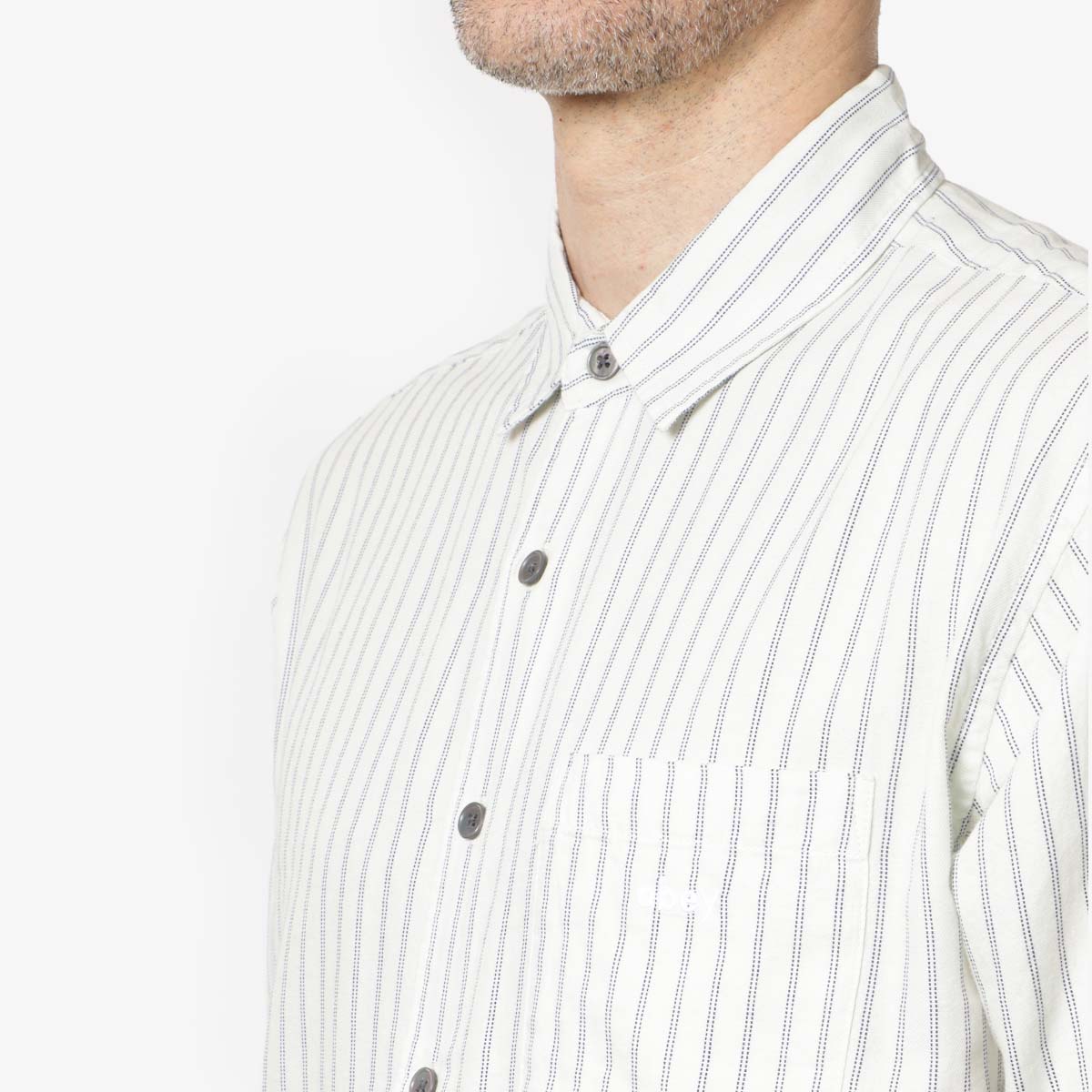 OBEY Winsor Woven Shirt, Blanc De Blanc, Detail Shot 2