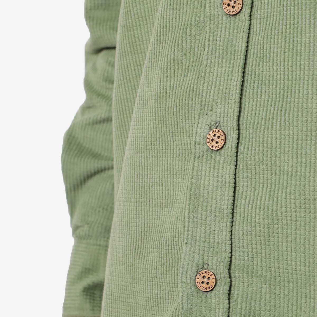 Parlez Ayr Cord Shirt, Olive Green, Detail Shot 3