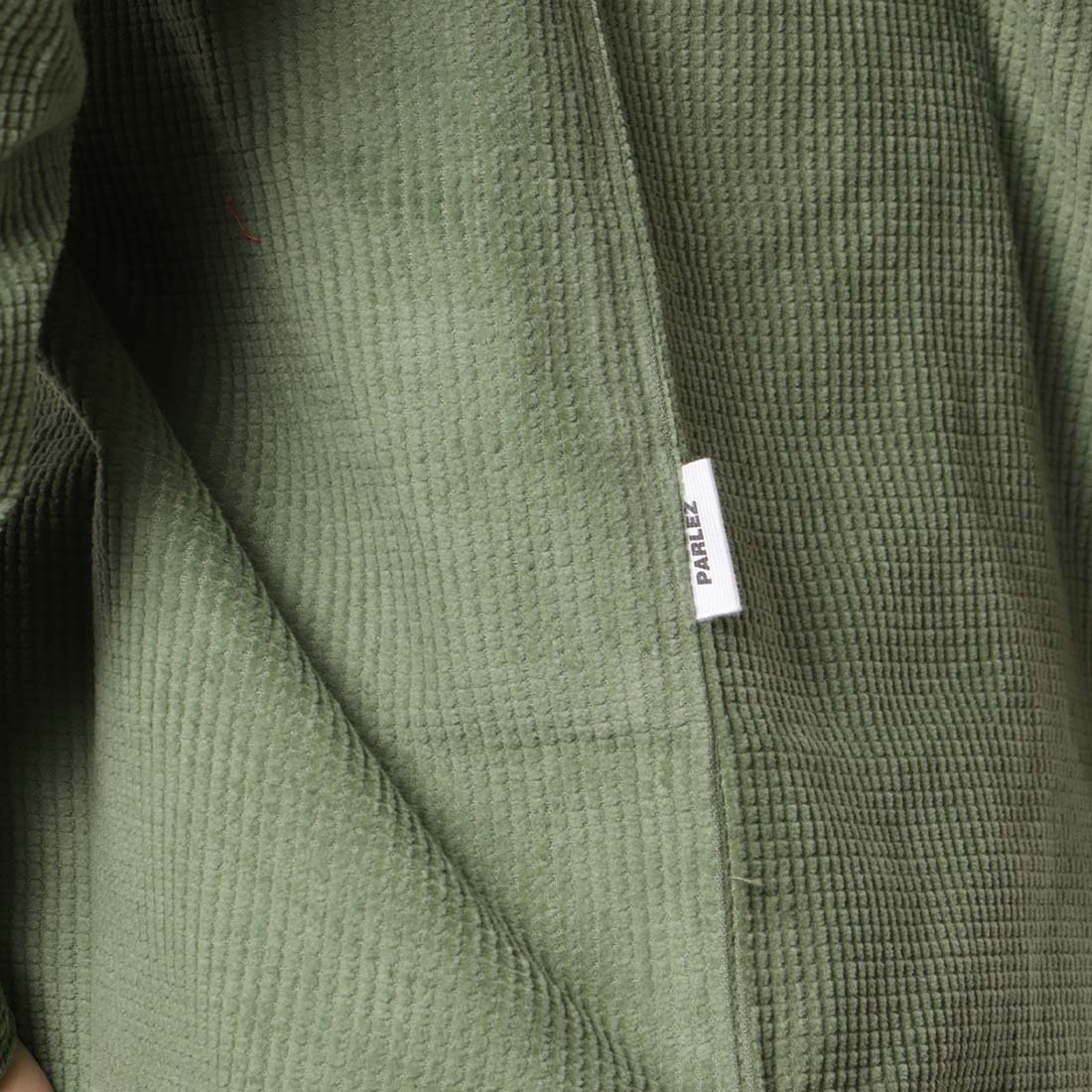 Parlez Ayr Cord Shirt, Olive Green, Detail Shot 4