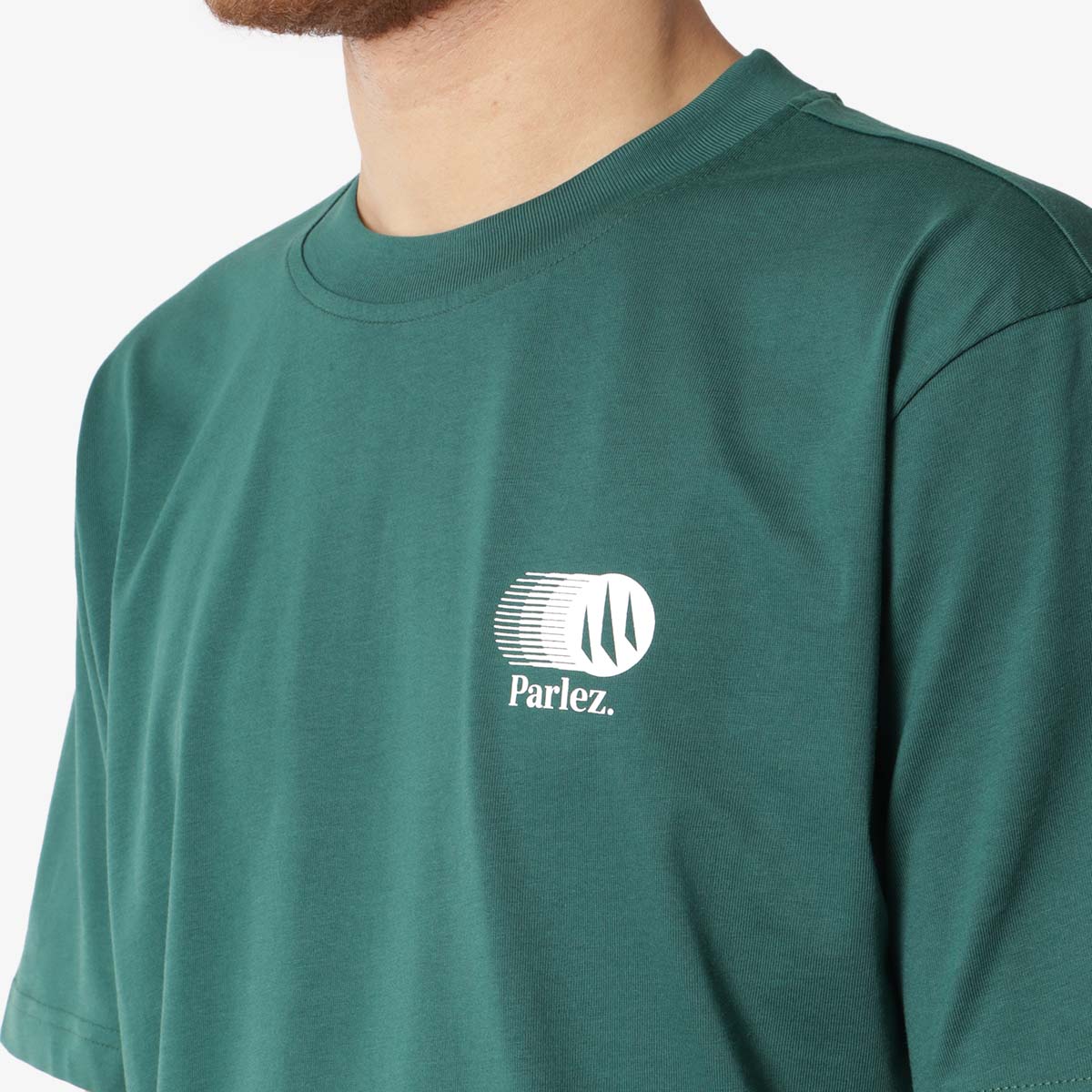 Parlez Charter T-Shirt, Deep Green, Detail Shot 4