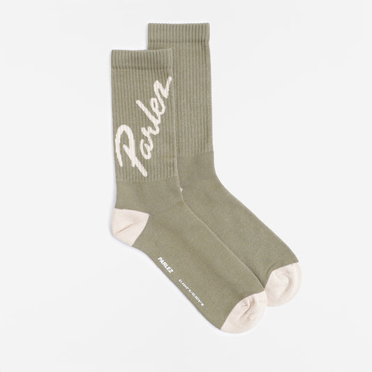 Parlez Orick Socks, Olive Green, Detail Shot 1