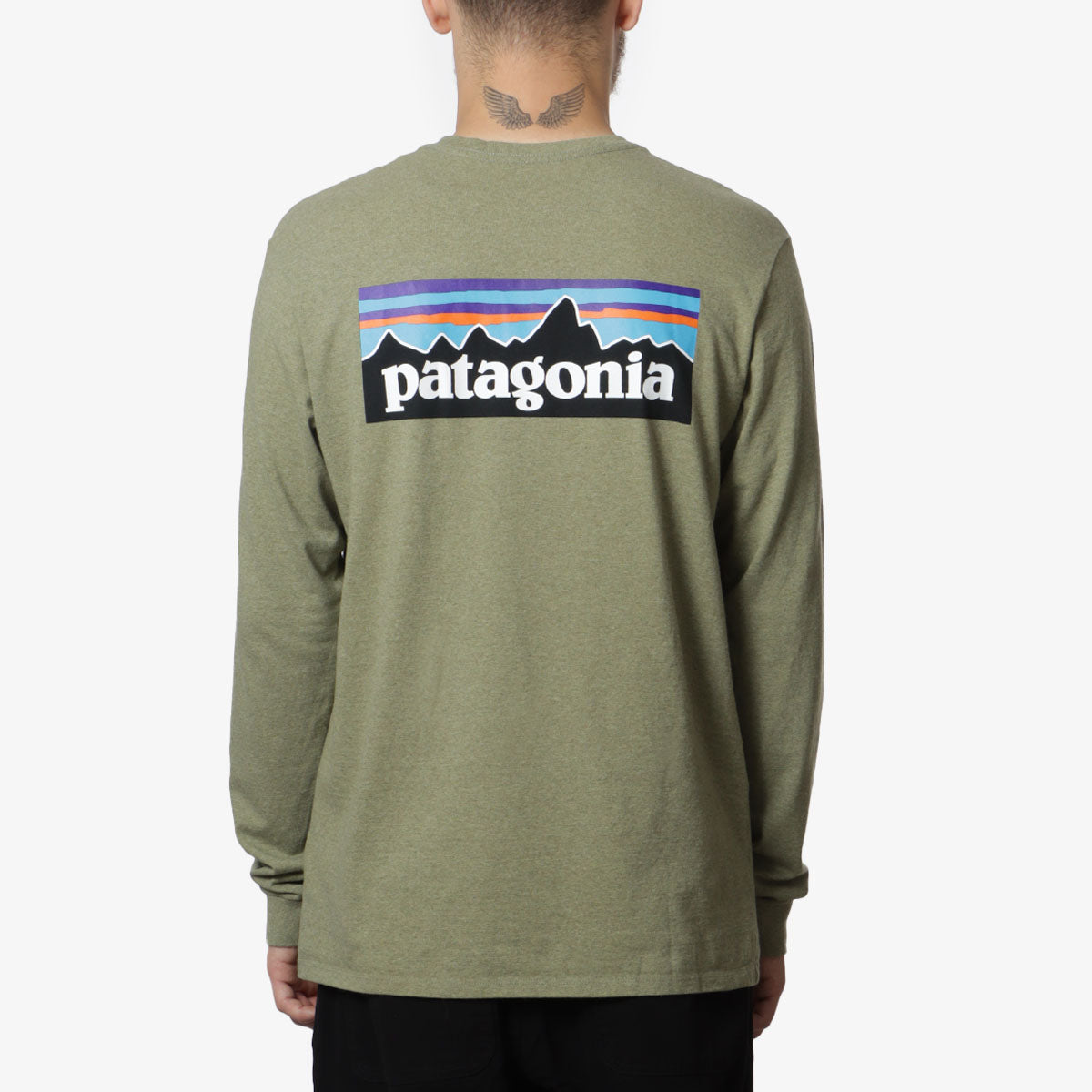 main Patagonia Long Sleeve P-6 Responsibili-Tee T-Shirt, Buckhorn Green, Detail Shot 1