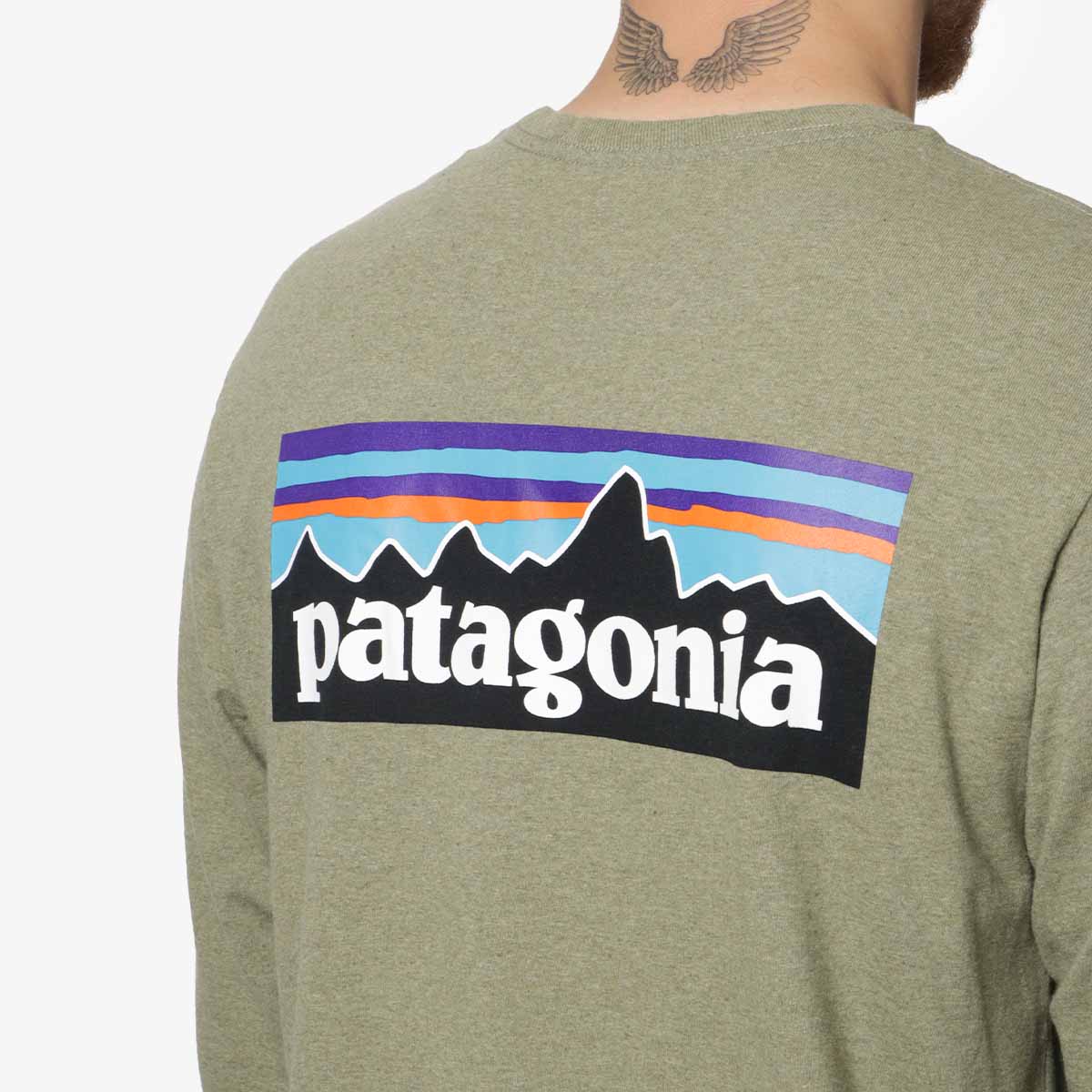 Patagonia Long Sleeve P-6 Responsibili-Tee T-Shirt, Buckhorn Green, Detail Shot 4