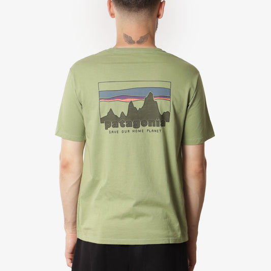 Patagonia '73 Skyline Organic T-Shirt, Buckhorn Green, Detail Shot 1