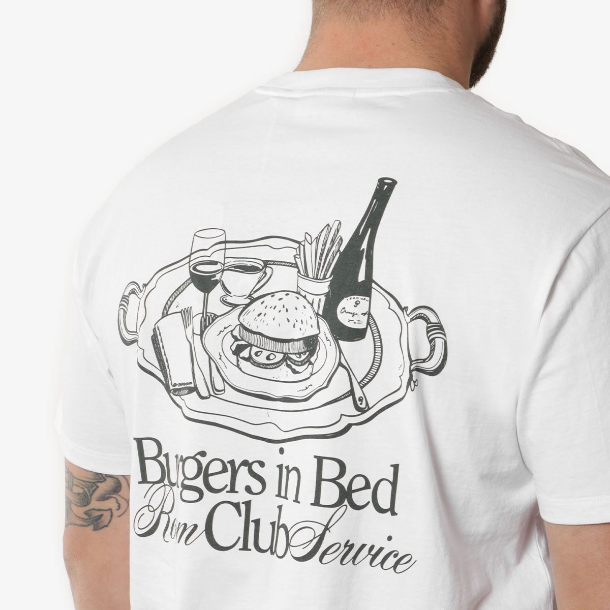 main Pompeii Burgers In Bed Graphic T-Shirt, White, Detail Shot 4