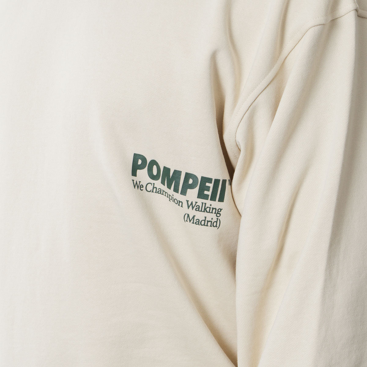 main Pompeii Logo Crewneck Sweatshirt, Cream, Detail Shot 2