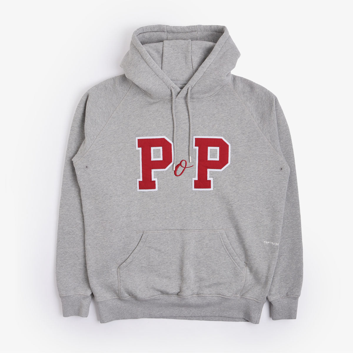 main Pop Trading Company College P Hoodie, Grey Heather, Detail Shot 5