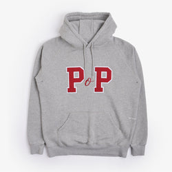 thumbnail Pop Trading Company College P Hoodie, Grey Heather, Detail Shot 5