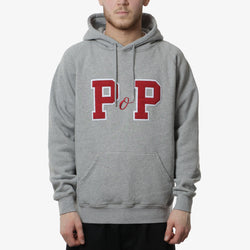 thumbnail Pop Trading Company College P Hoodie, Grey Heather, Detail Shot 1