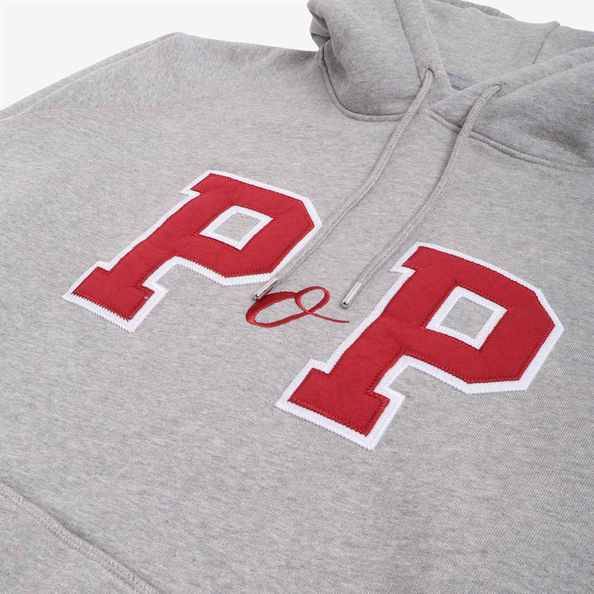 main Pop Trading Company College P Hoodie, Grey Heather, Detail Shot 6