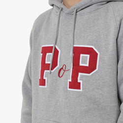 thumbnail Pop Trading Company College P Hoodie, Grey Heather, Detail Shot 2