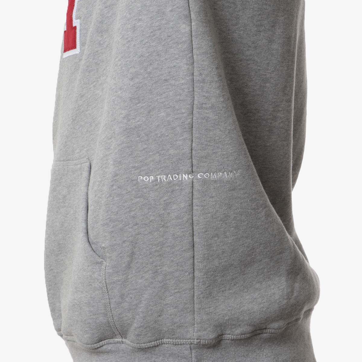 main Pop Trading Company College P Hoodie, Grey Heather, Detail Shot 3