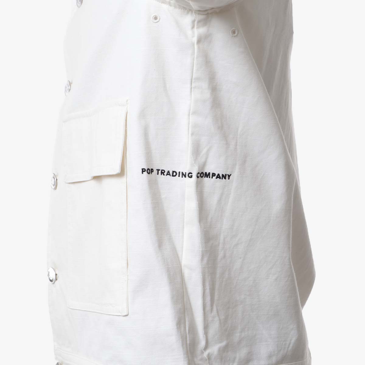 main Pop Trading Company Full Buttoned Linen Jacket, Off White, Detail Shot 3