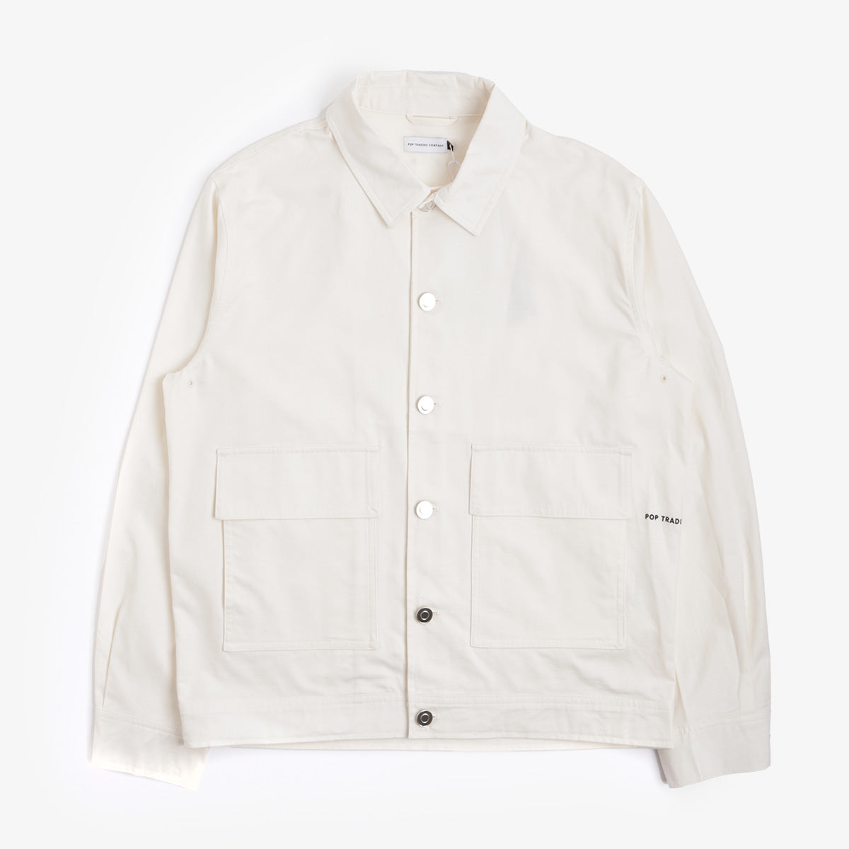 main Pop Trading Company Full Buttoned Linen Jacket, Off White, Detail Shot 6