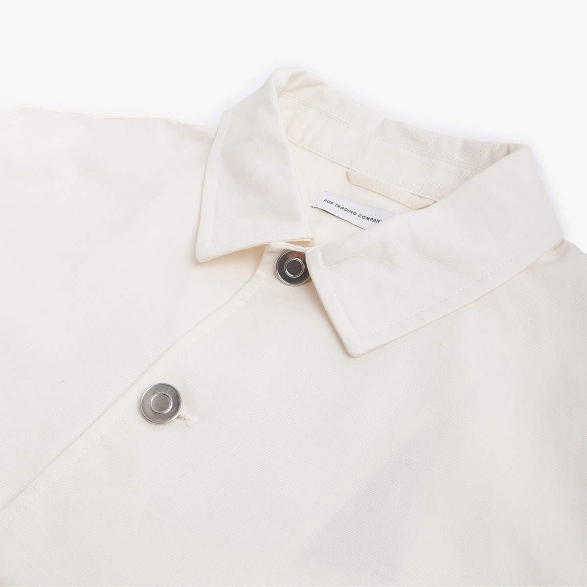 main Pop Trading Company Full Buttoned Linen Jacket, Off White, Detail Shot 7