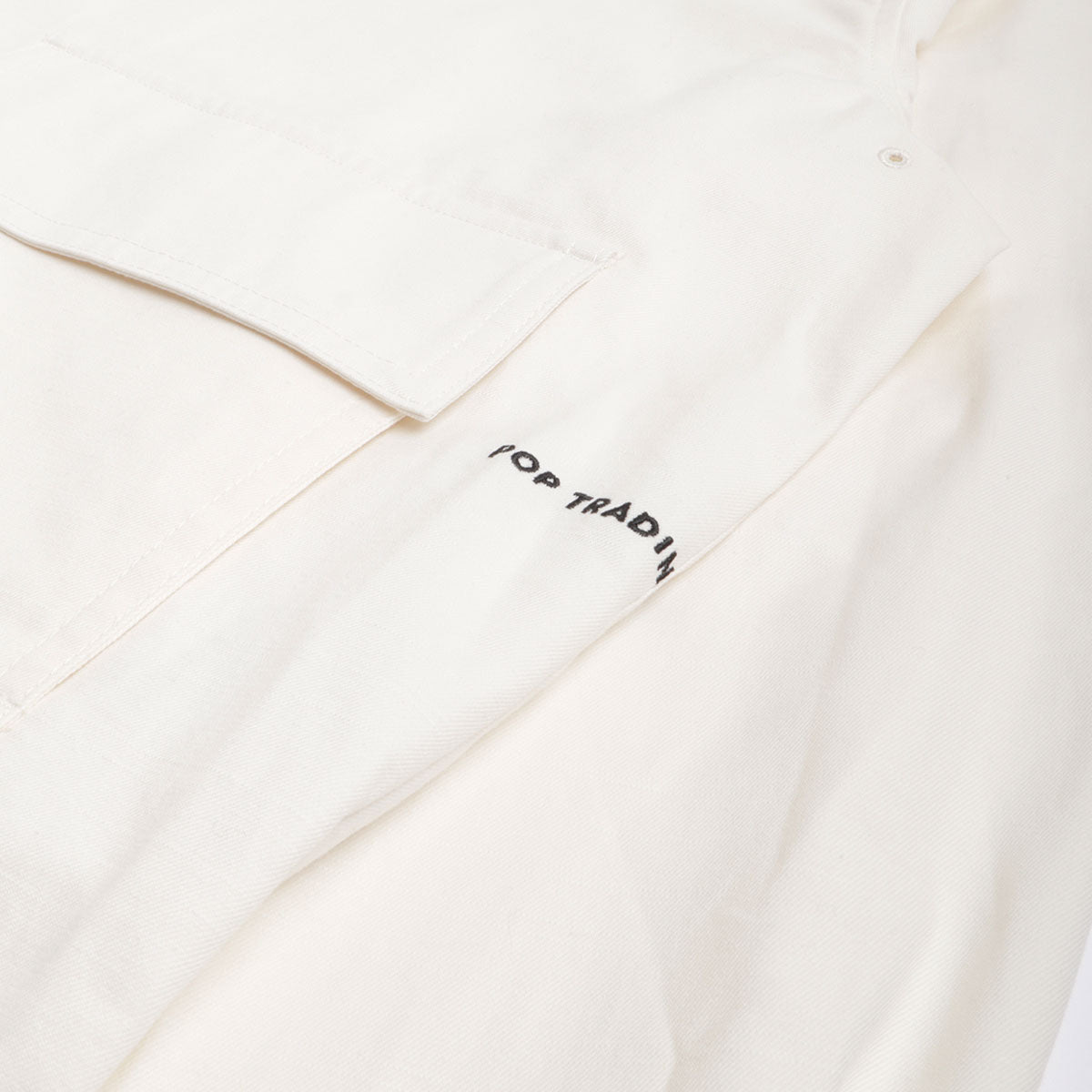 main Pop Trading Company Full Buttoned Linen Jacket, Off White, Detail Shot 8