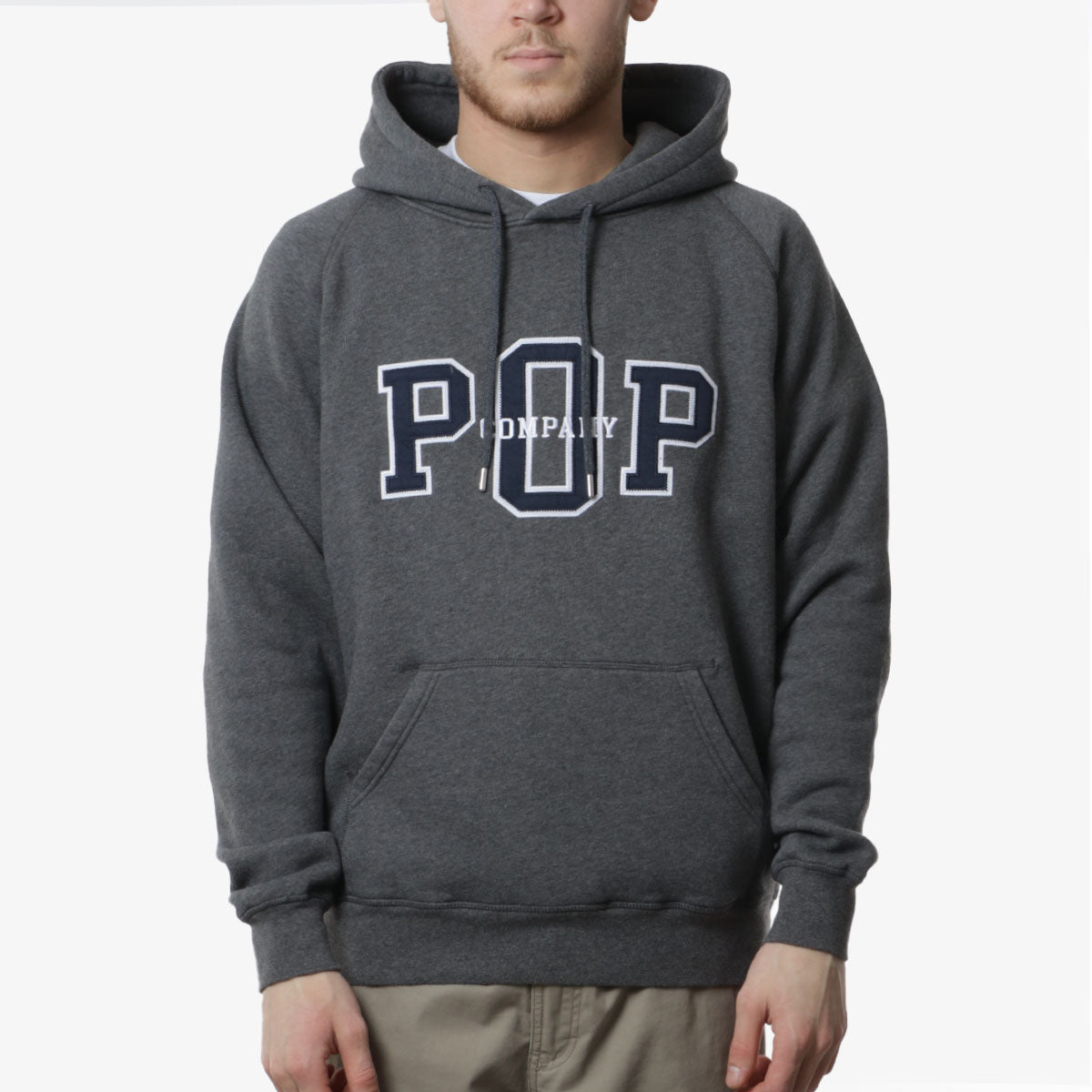 main Pop Trading Company Hoodie, Charcoal Heather, Detail Shot 1