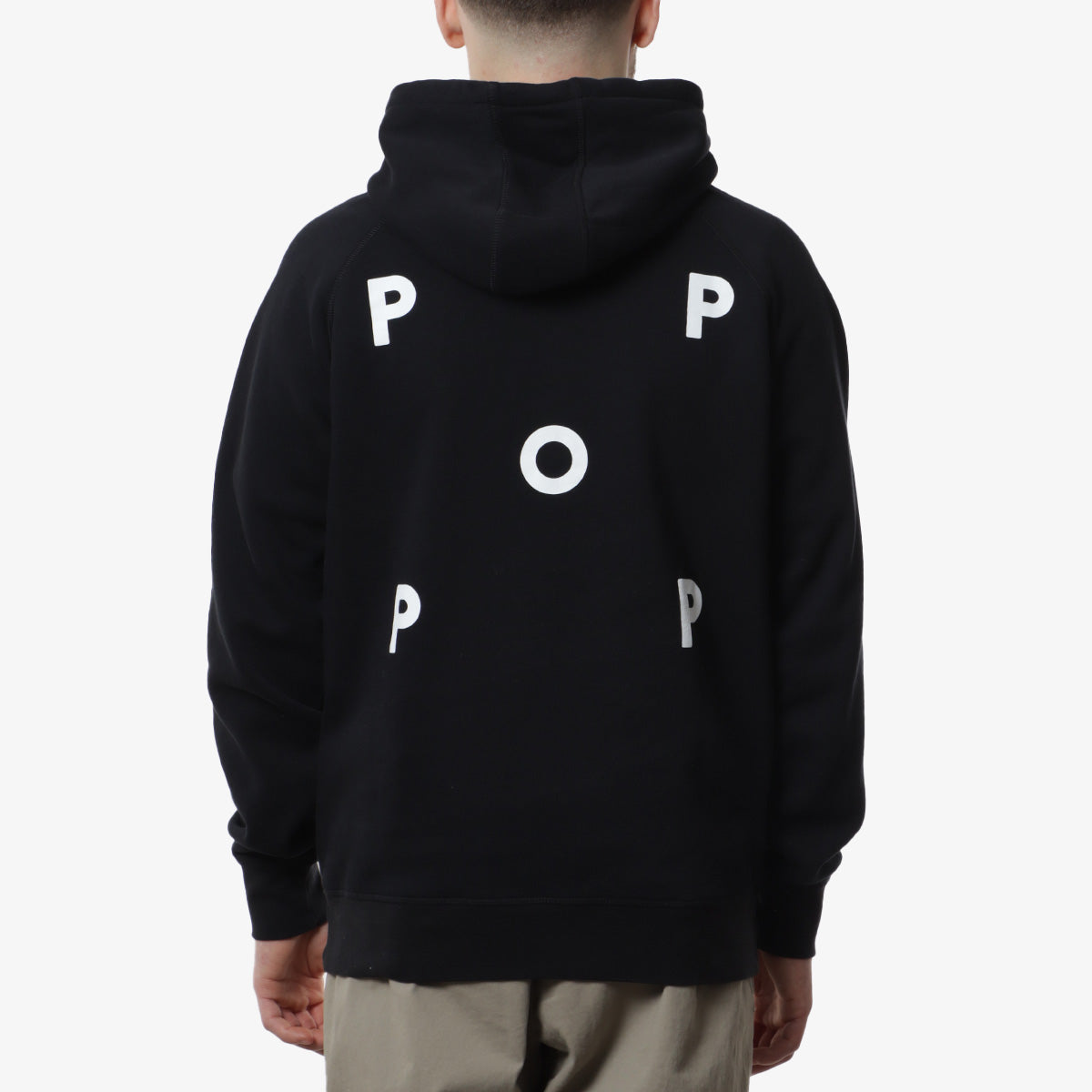 main Pop Trading Company Logo Hoodie, Black, White, Detail Shot 1