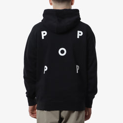 thumbnail Pop Trading Company Logo Hoodie, Black, White, Detail Shot 1