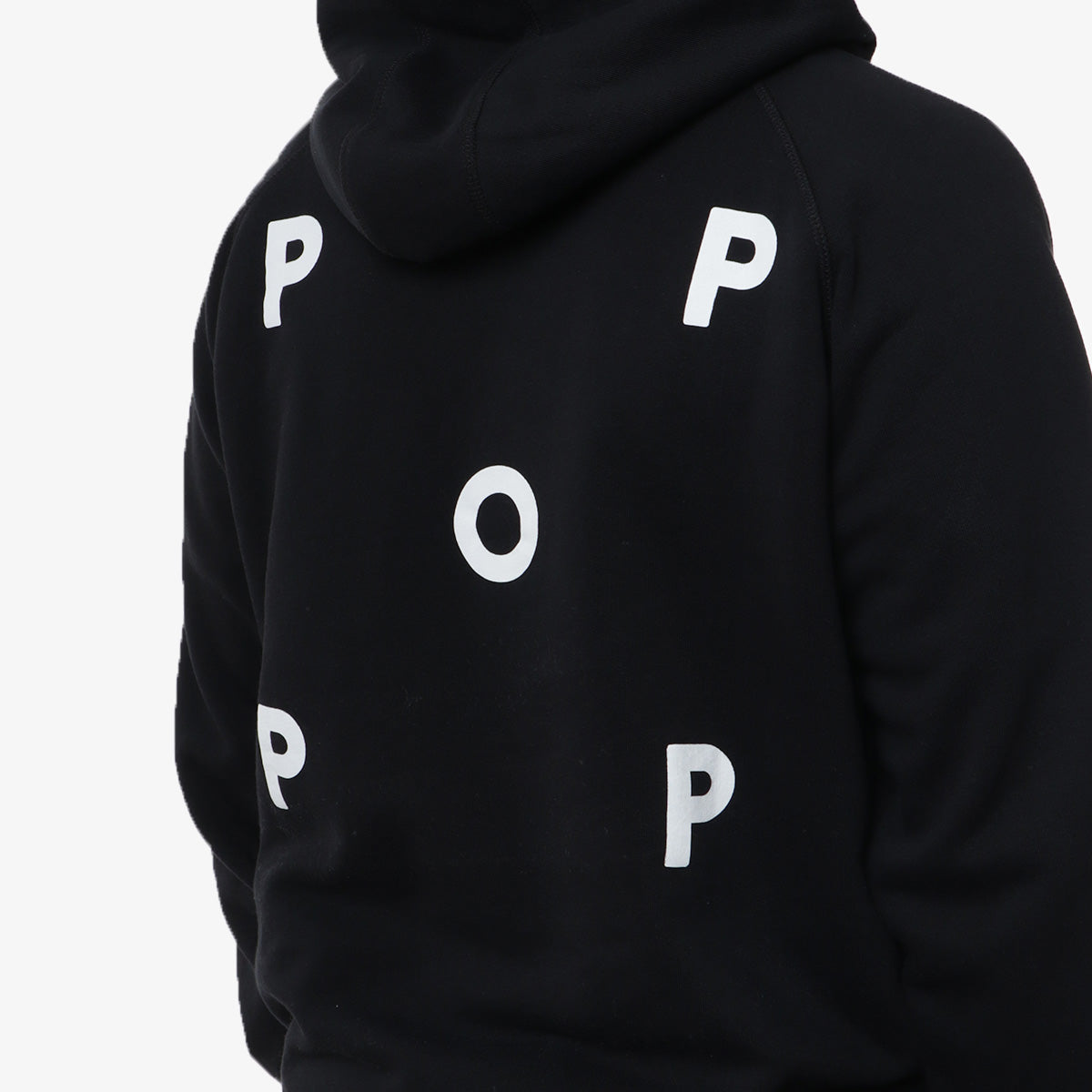 main Pop Trading Company Logo Hoodie, Black, White, Detail Shot 4