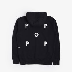 thumbnail Pop Trading Company Logo Hoodie, Black, White, Detail Shot 6