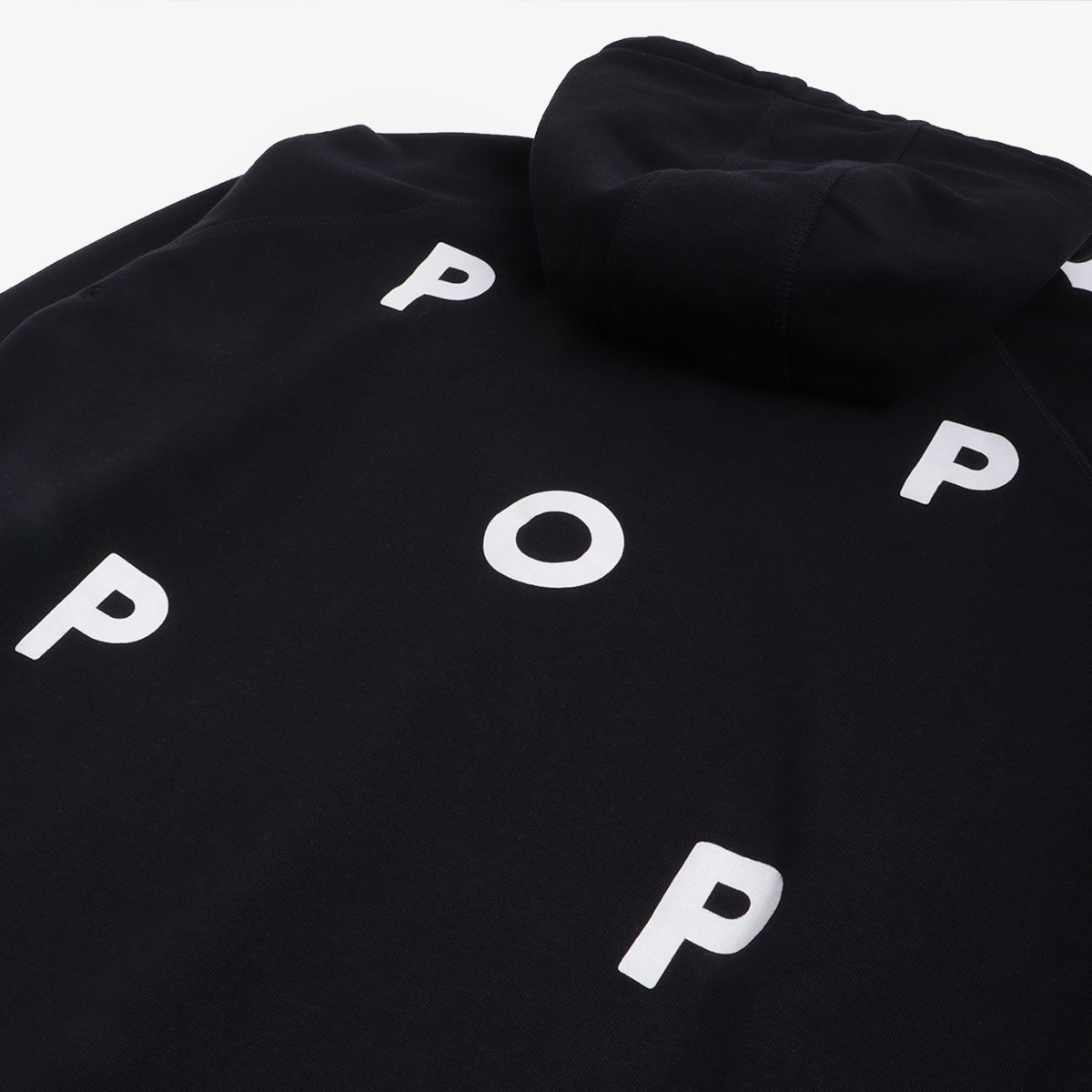 main Pop Trading Company Logo Hoodie, Black, White, Detail Shot 8