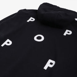 thumbnail Pop Trading Company Logo Hoodie, Black, White, Detail Shot 8