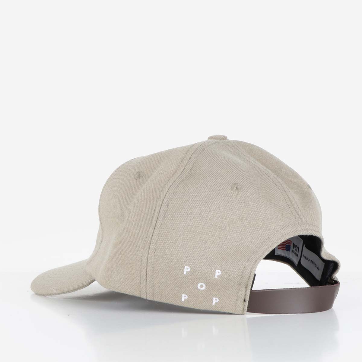 Pop Trading Company O Six Panel Hat, Khaki, Detail Shot 3