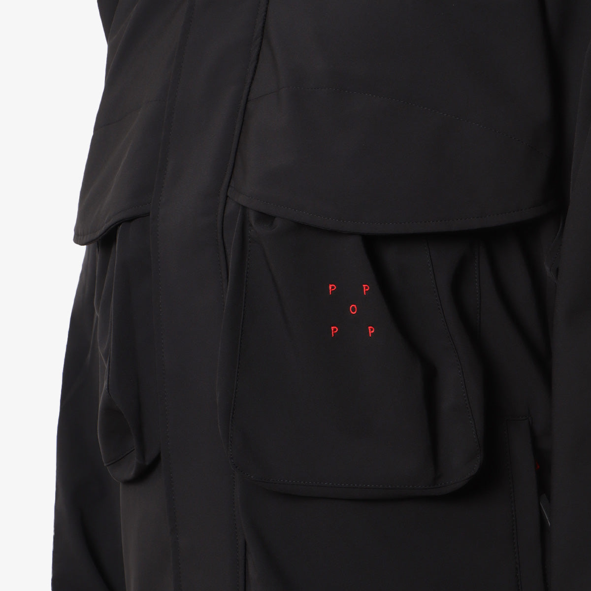 Pop Trading Company Popshell Jacket, Black, Detail Shot 2