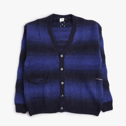 thumbnail Pop Trading Company Striped Knitted Cardigan, Sodalite Blue Black, Detail Shot 1