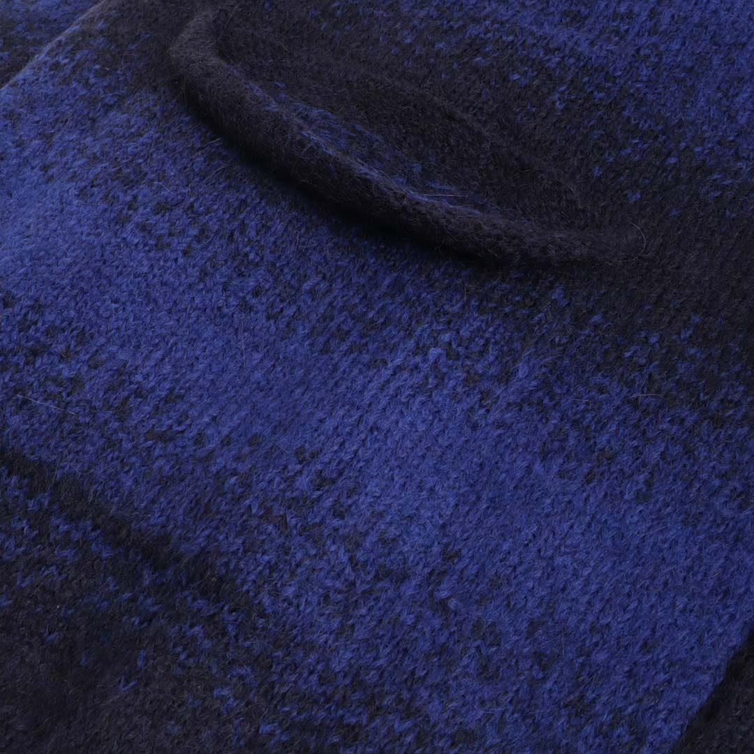 main Pop Trading Company Striped Knitted Cardigan, Sodalite Blue Black, Detail Shot 4