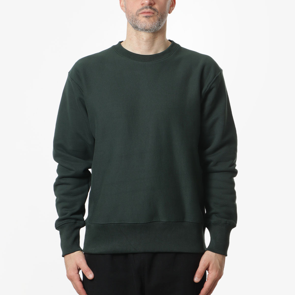 Power Goods Super Weight Crewneck Sweatshirt, Forest Green, Detail Shot 1