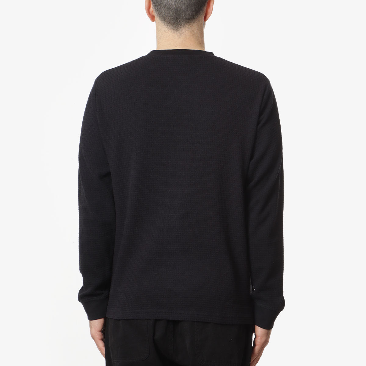 Power Goods Thermal Waffle Long Sleeve T-Shirt, Black, Detail Shot 3