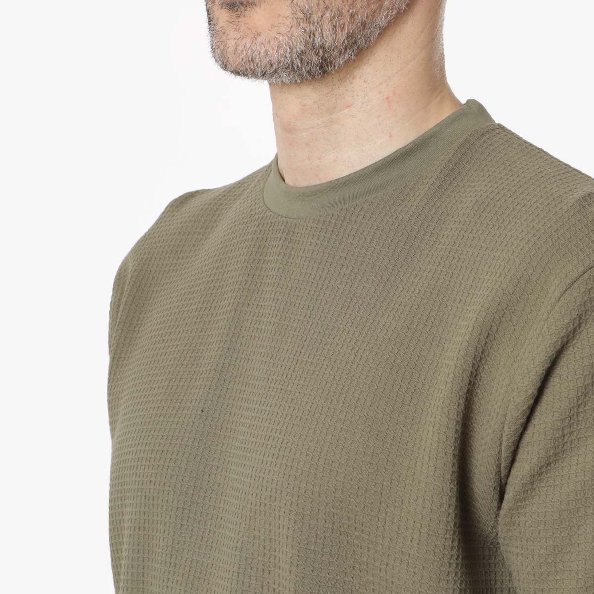 Power Goods Thermal Waffle Long Sleeve T-Shirt, Olive, Detail Shot 2