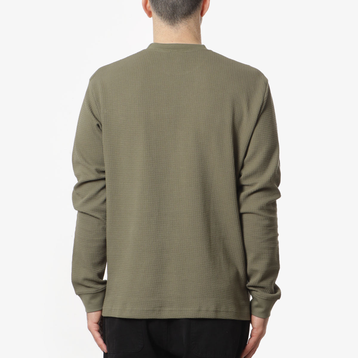 Power Goods Thermal Waffle Long Sleeve T-Shirt, Olive, Detail Shot 3