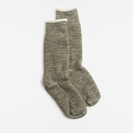 Rototo Double Face Crew Socks, Army Green, Detail Shot 1