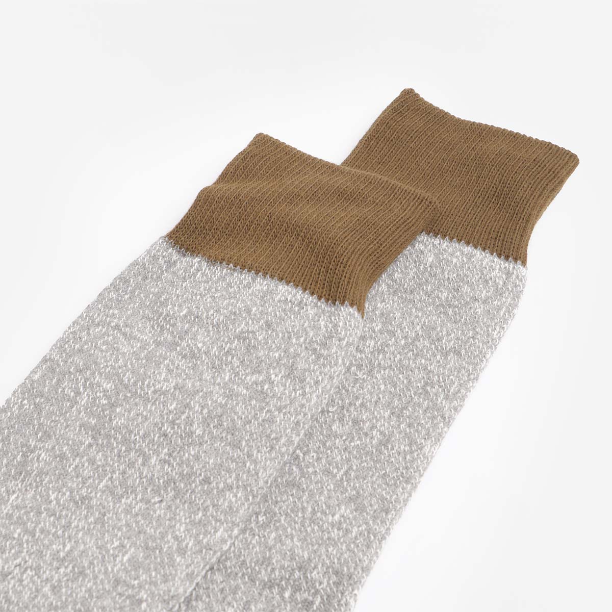 Rototo Double Face Crew Socks, Olive Grey, Detail Shot 3