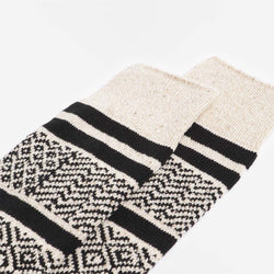 thumbnail Rototo Multi Jacquard Crew Socks, Ivory Black, Detail Shot 3