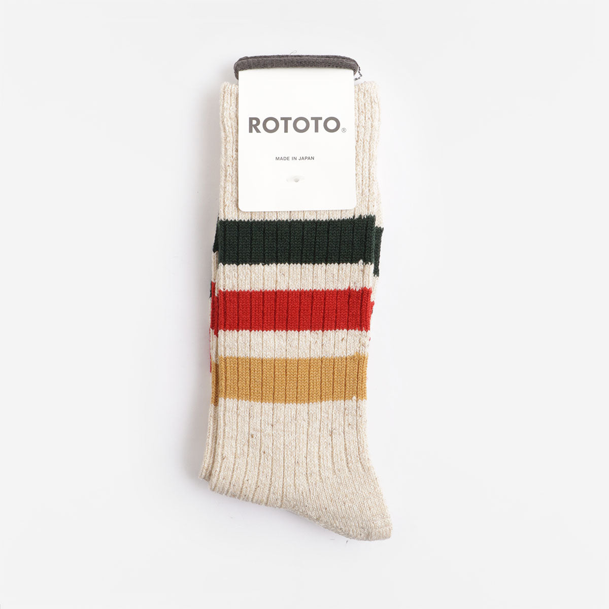 Rototo Park Stripe Socks, Ivory, Detail Shot 2