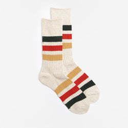 thumbnail Rototo Park Stripe Socks, Ivory, Detail Shot 1