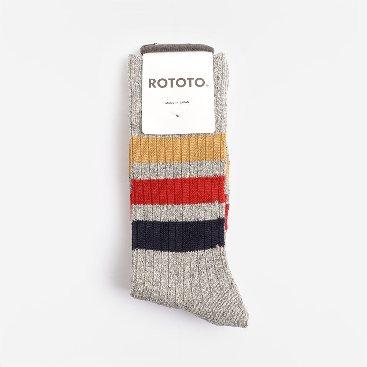 Rototo Park Stripe Socks, Medium Grey, Detail Shot 2