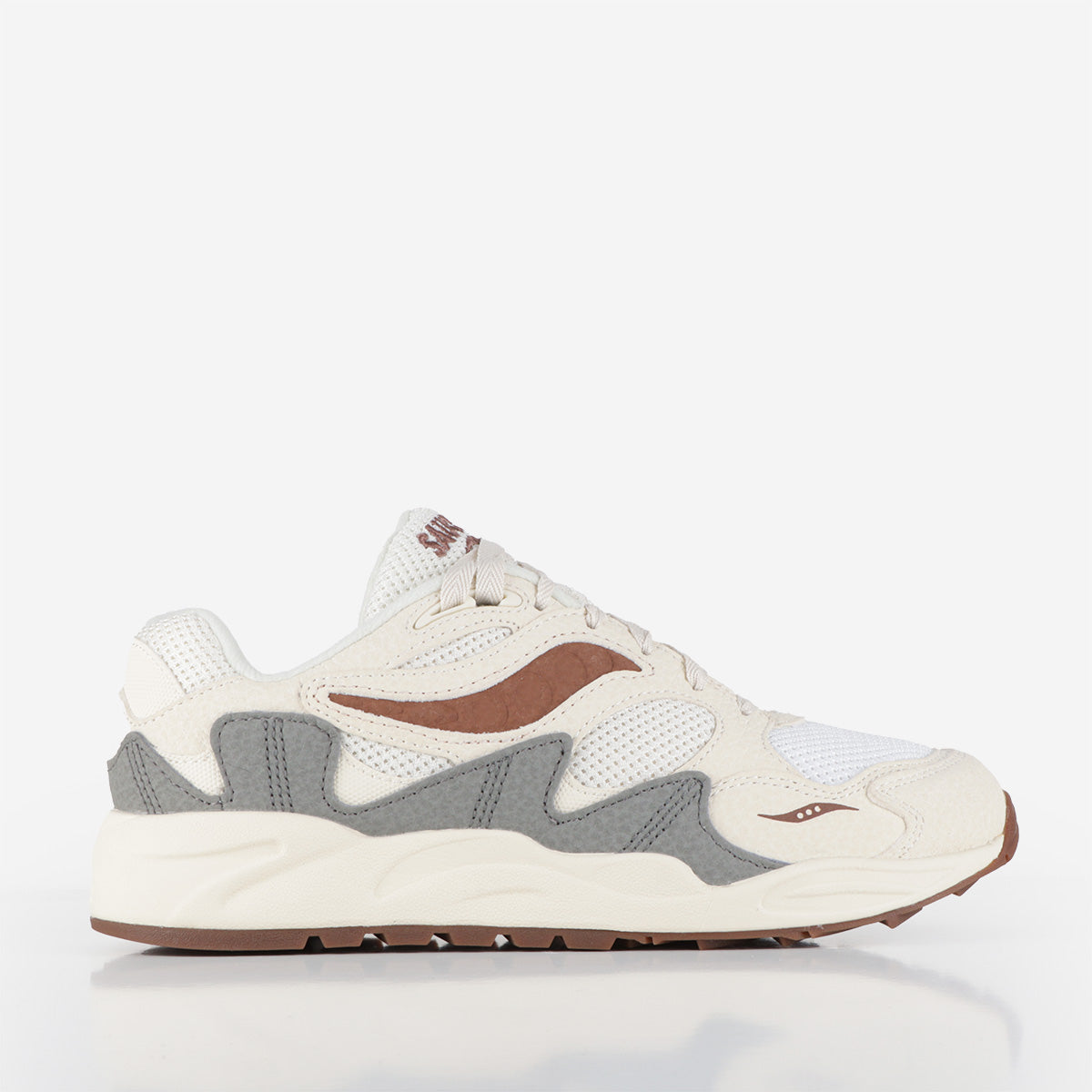 main Saucony Grid Shadow 2 Mushroom Shoes, Sand/Brown, Detail Shot 1