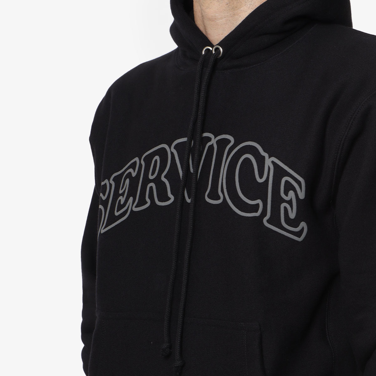 main Service Works Arch Logo Hoodie, Black, Detail Shot 2