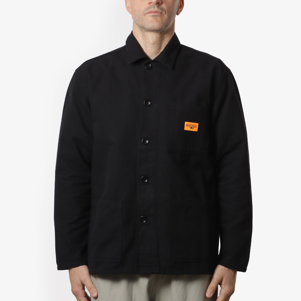 main Service Works Classic Coverall Jacket, Black, Detail Shot 1