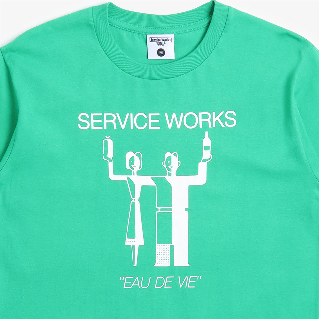 main Service Works Eau De Vie T-Shirt, Olive, Detail Shot 2