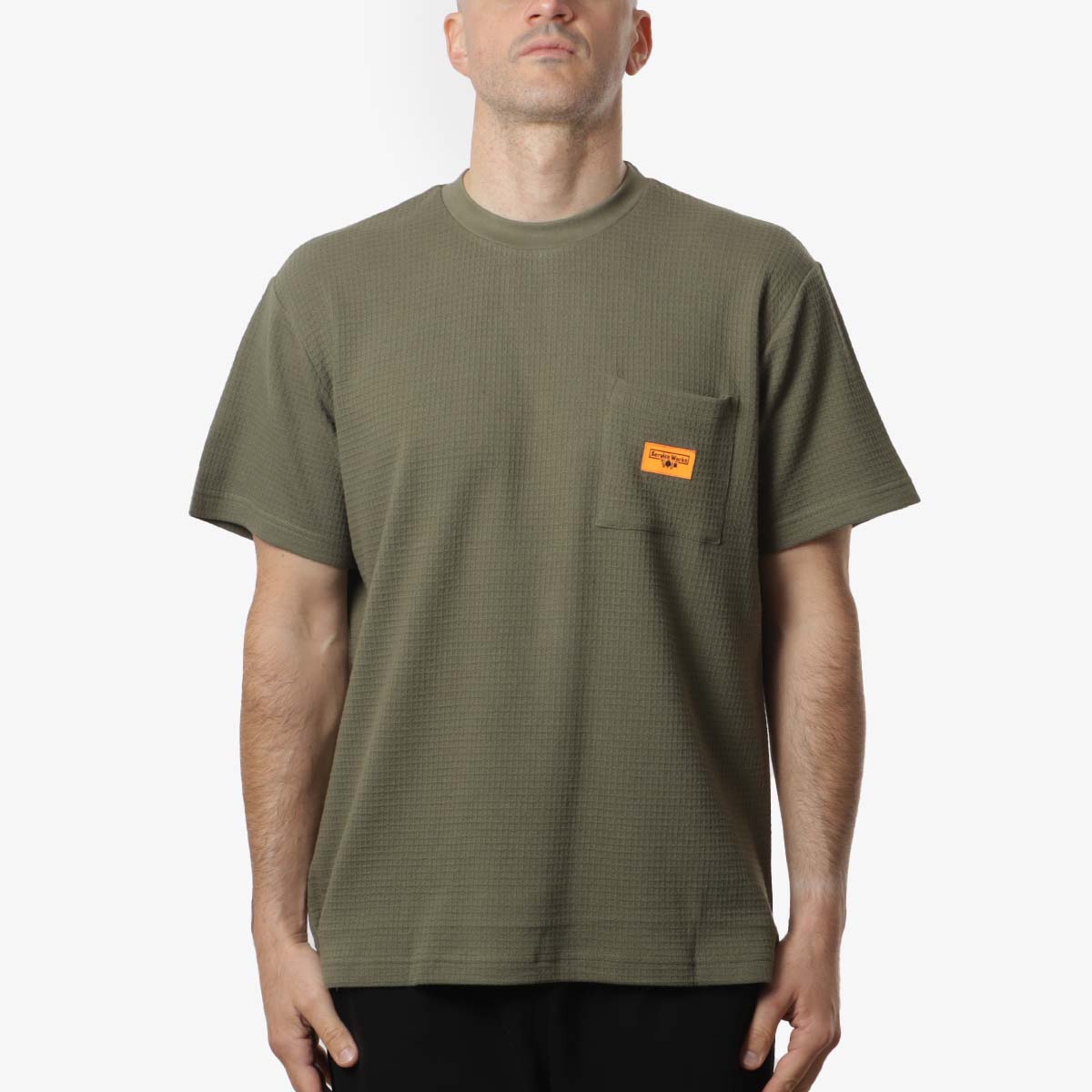 main Service Works Waffle Pocket T-Shirt, Olive, Detail Shot 1