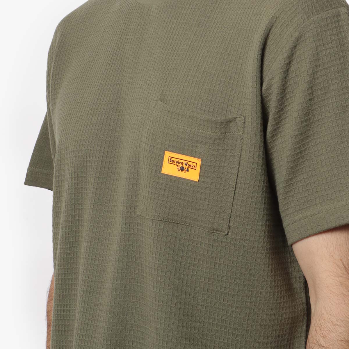 Service Works Waffle Pocket T-Shirt, Olive, Detail Shot 2