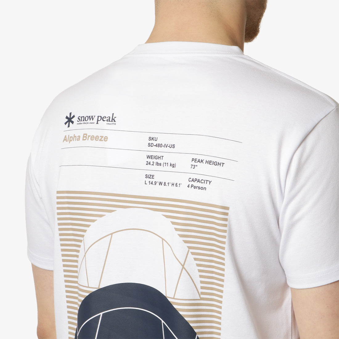 main Snow Peak Alpha Breeze Typography T-Shirt, White, Detail Shot 4